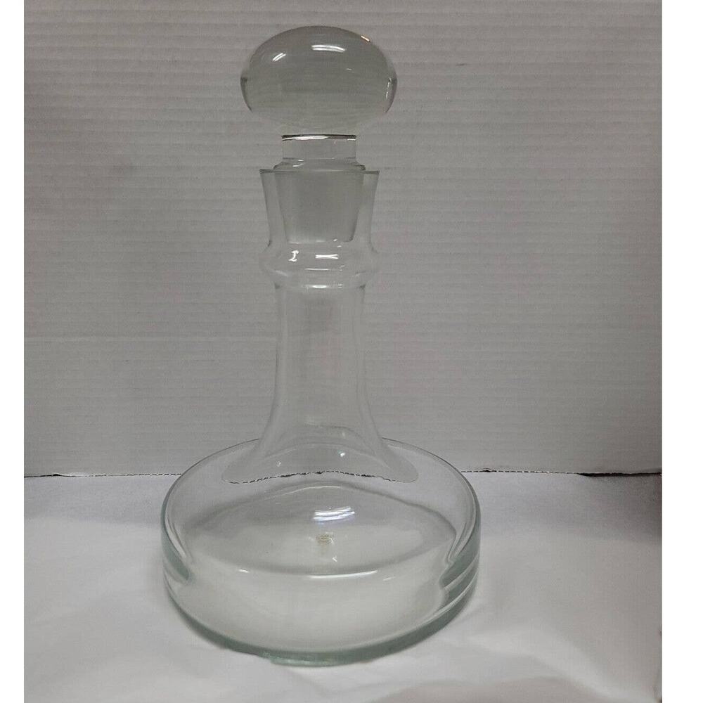 Vintage MCM Clear Glass Decanter with Stopper Danish Wine Bold shape Handcrafted